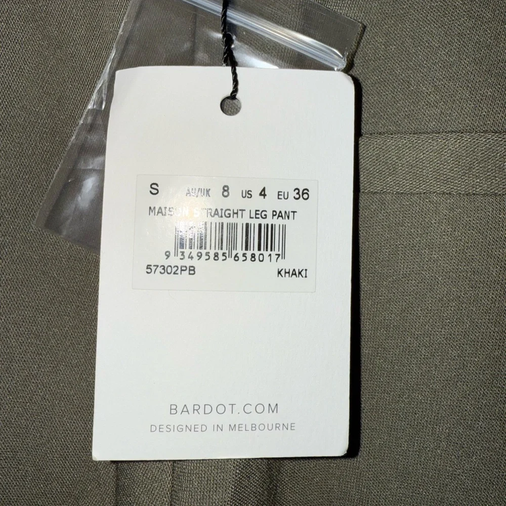 Bardot Maison Straight Leg Green Trousers NWT Size 4